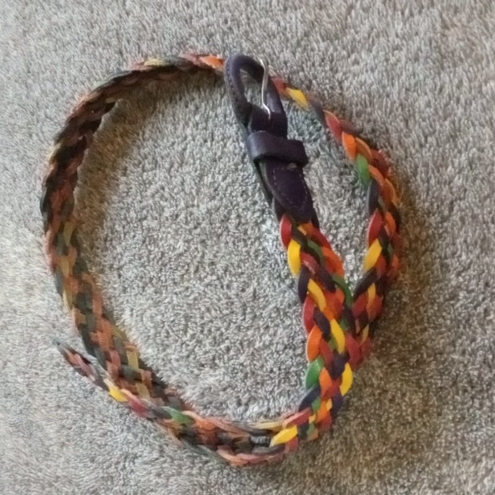 Vintage woven rainbow belt made in Argentina sized ML